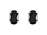 6x4mm Oval Black Onyx Rhodium Over 10k White Gold Stud Earrings