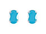 6x4mm Oval Turquoise Rhodium Over 10k White Gold Stud Earrings