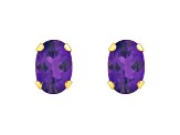 6x4mm Oval Amethyst 10k Yellow Gold Stud Earrings