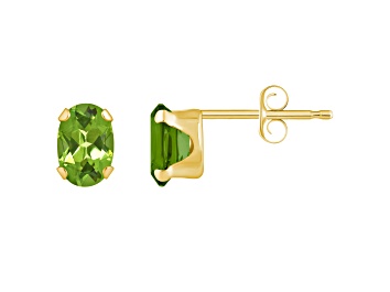 Picture of 6x4mm Oval Peridot 10k Yellow Gold Stud Earrings