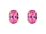 6x4mm Oval Pink Topaz 10k Yellow Gold Stud Earrings