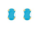 6x4mm Oval Turquoise 10k Yellow Gold Stud Earrings