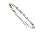 Rhodium Over 14k White Gold Citrine and Diamond Bangle