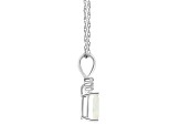 7x5mm Emerald Cut Opal with Diamond Accents 14k White Gold Pendant With Chain