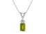 7x5mm Emerald Cut Peridot with Diamond Accents 14k White Gold Pendant With Chain