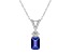 7x5mm Emerald Cut Tanzanite with Diamond Accents 14k White Gold Pendant With Chain