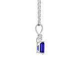 7x5mm Emerald Cut Tanzanite with Diamond Accents 14k White Gold Pendant With Chain