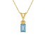 7x5mm Emerald Cut Aquamarine with Diamond Accents 14k Yellow Gold Pendant With Chain