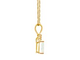 7x5mm Emerald Cut Opal with Diamond Accents 14k Yellow Gold Pendant With Chain