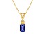 7x5mm Emerald Cut Tanzanite with Diamond Accents 14k Yellow Gold Pendant With Chain