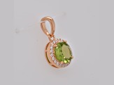 Round Peridot 1.97ctw and Cubic Zirconia 14K Rose Gold Over Sterling Silver Pendant.