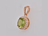 Round Peridot 1.97ctw and Cubic Zirconia 14K Rose Gold Over Sterling Silver Pendant.