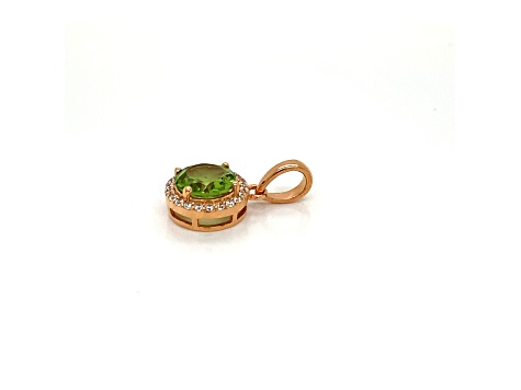 Round Peridot 1.97ctw and Cubic Zirconia 14K Rose Gold Over Sterling Silver Pendant.