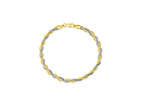 14K Yellow-White Gold 2.60mm Two-Tone Braided Snake Chain 7.25 inch