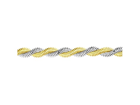 14K Yellow-White Gold 2.60mm Two-Tone Braided Snake Chain 7.25 inch