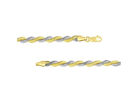 14K Yellow-White Gold 2.60mm Two-Tone Braided Snake Chain 7.25 inch