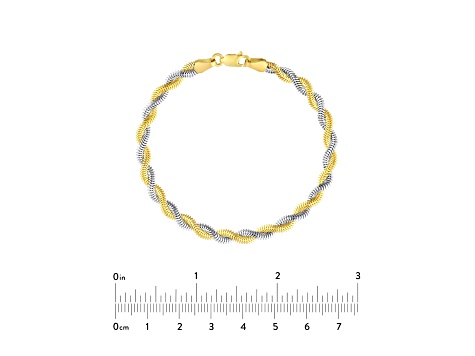 14K Yellow-White Gold 2.60mm Two-Tone Braided Snake Chain 7.25 inch