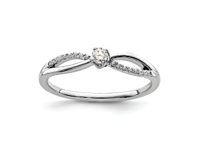 Rhodium Over 14K White Gold First Promise Diamond Promise/Engagement Ring 0.12ctw