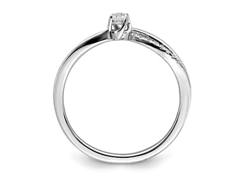 Rhodium Over 14K White Gold First Promise Diamond Promise/Engagement Ring 0.12ctw