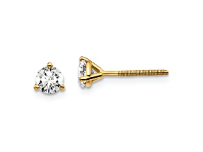 14K Yellow Gold Lab Grown Diamond 1/2ct. VS/SI GH+, 3 Prong Screwback Earrings