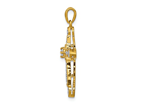 14K Yellow Gold 1/6ct. Diamond Filigree Cross Pendant