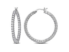 3.0ctw Created White Sapphire Hoop Earrings in Sterling Silver