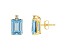 8x6mm Emerald Cut Aquamarine with Diamond Accents 14k Yellow Gold Stud Earrings