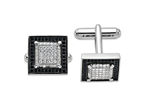Rhodium Over Sterling Silver Brilliant Embers Cubic Zirconia Cuff Links