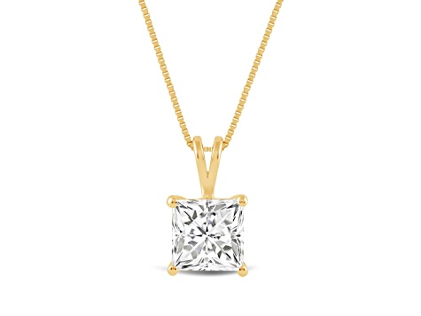 White Cubic Zirconia 14k Yellow Gold Pendant With Chain 2.00ctw