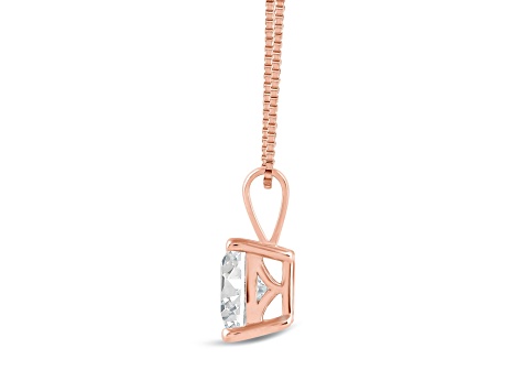 White Cubic Zirconia 14k Rose Gold Pendant With Chain 2.00ctw