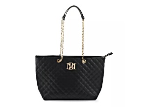 Badgley Mischka Quilted Black Vegan Leather Tote