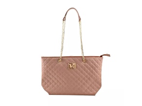 Badgley Mischka Quilted Blush Vegan Leather Tote