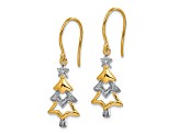 14K Yellow Gold and Rhodium Over 14K Gold Diamond Christmas Tree Dangle Earrings