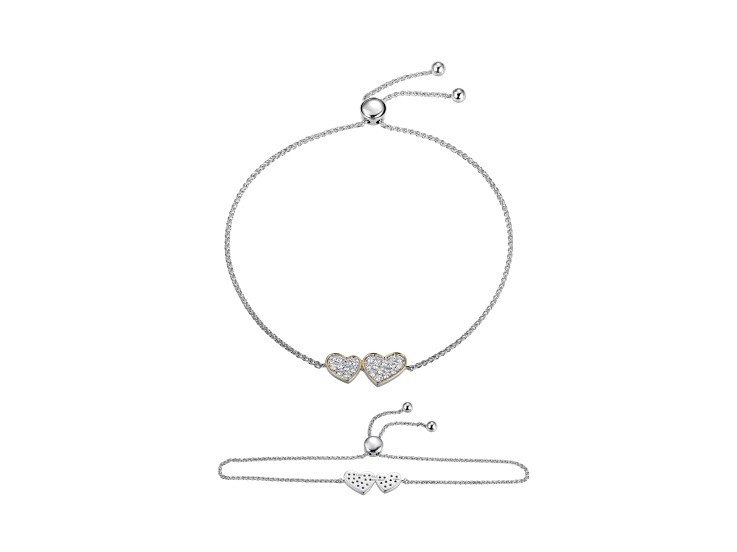 White Lab-Grown Diamonds Heart Bolo Bracelet 0.25ctw