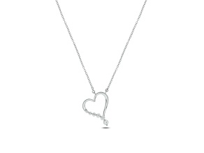 White Lab-Grown Diamond F-G SI1 Rhodium Over Sterling Silver Heart Journey Necklace 0.25ctw