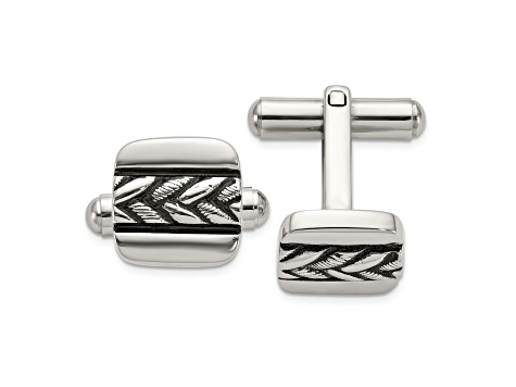 Stainless Steel Antiqued and Polished Cuff Links