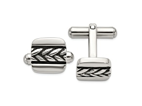 Stainless Steel Antiqued and Polished Cuff Links