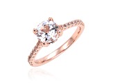 Round White Topaz 14K Rose Gold Over Sterling Silver Ring, 3.28ctw