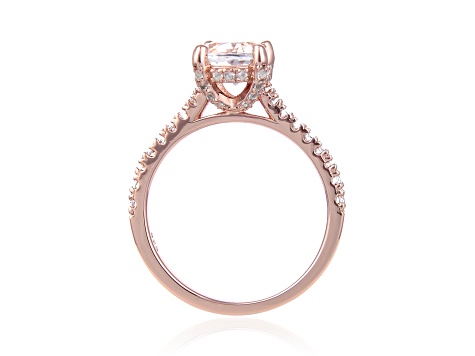 Round White Topaz 14K Rose Gold Over Sterling Silver Ring, 3.28ctw