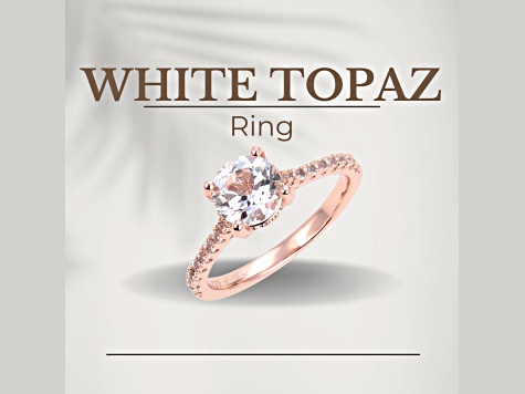 Round White Topaz 14K Rose Gold Over Sterling Silver Ring, 3.28ctw