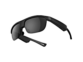 Polarized Bluetooth Smart Glasses w/ Mic, OpenEar Audio, IP65, Battery. Black Lenses.