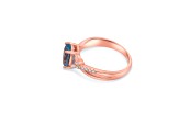 9x7mm Oval Aquamarine and White CZ 18K Rose Gold Over Sterling Silver Ring, 1.54ctw