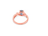 9x7mm Oval Aquamarine and White CZ 18K Rose Gold Over Sterling Silver Ring, 1.54ctw