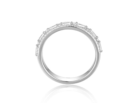 Mixed Shape White Topaz Sterling Silver Anniversary Style Band Ring, 1.10ctw