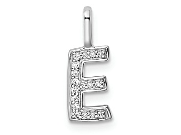 Picture of 14K White Gold Diamond Letter E Initial Pendant