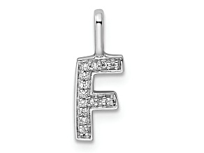 14K White Gold Diamond Letter F Initial Pendant