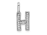 14K White Gold Diamond Letter H Initial Pendant