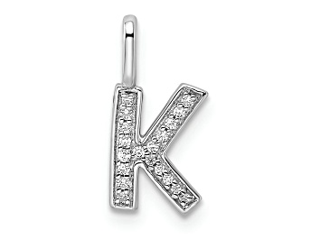 Picture of 14K White Gold Diamond Letter K Initial Pendant