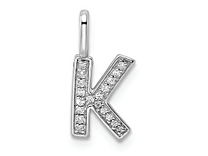 14K White Gold Diamond Letter K Initial Pendant