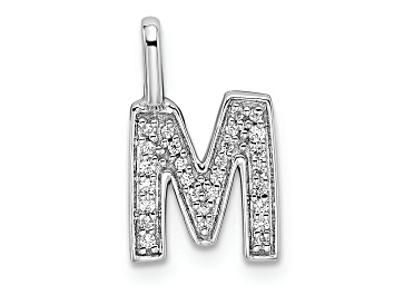 Picture of 14K White Gold Diamond Letter M Initial Pendant